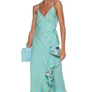 PAPER LONDON Peonie Ruffled Striped Linen-blend Mi